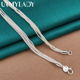 925 Silver 5-Star 18" Snake Chain Pendant Necklace Women Wedding Party Jewelry