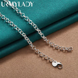 925 Silver Flower Pendant Necklace 20 Inch Women Wedding Charm Jewelry