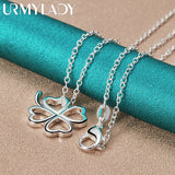 925 Silver Four Leaf Clover Pendant Necklace 16-30" Women Wedding Jewelry