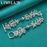 925 Silver Grapes Smooth Bead Bracelet Wedding Gift Jewelry