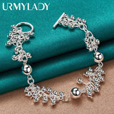 925 Silver Grapes Smooth Bead Bracelet Wedding Gift Jewelry