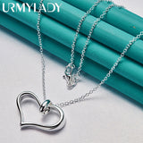 925 Silver Heart Pendant Necklace Wedding Jewelry
