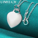 925 Silver Heart Pendant Necklace for Women Wedding Engagement Party