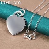 925 Silver Heart Pendant Necklace for Women Wedding Engagement Party