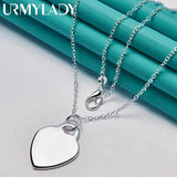 925 Silver Heart Pendant Necklace for Women Wedding Engagement Party