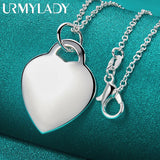 925 Silver Heart Pendant Necklace for Women Wedding Engagement Party