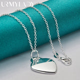 925 Silver Heart Pendant Necklace for Women Wedding Engagement Party