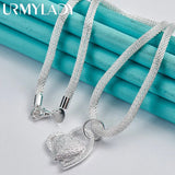 925 Silver Heart 18 Inch Pendant Necklace for Women