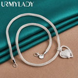925 Silver Heart 18 Inch Pendant Necklace for Women