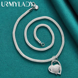 925 Silver Heart 18 Inch Pendant Necklace for Women