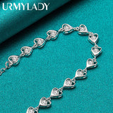 925 Silver Heart AAAAA Zircon Bracelet Women Party Christmas Gift