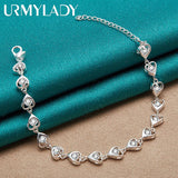 925 Silver Heart AAAAA Zircon Bracelet Women Party Christmas Gift
