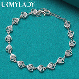 925 Silver Heart AAAAA Zircon Bracelet Women Party Christmas Gift
