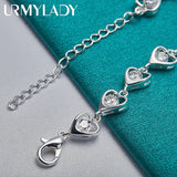 925 Silver Heart AAAAA Zircon Bracelet Women Party Christmas Gift