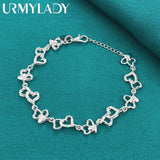 925 Silver Heart Chain Bracelet - Women