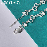 925 Silver Heart Chain Bracelet - Women