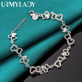 925 Silver Heart Chain Bracelet - Women