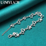 925 Silver Heart Chain Bracelet - Women