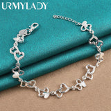 925 Silver Heart Chain Bracelet - Women