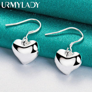 925 Sterling Silver Heart Earrings For Women Charm Wedding Party Jewelry