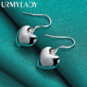 925 Sterling Silver Heart Earrings For Women Charm Wedding Party Jewelry