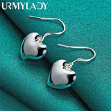925 Sterling Silver Heart Earrings For Women Charm Wedding Party Jewelry