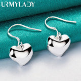 925 Sterling Silver Heart Earrings For Women Charm Wedding Party Jewelry