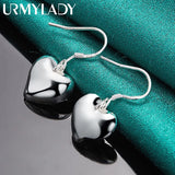 925 Sterling Silver Heart Earrings For Women Charm Wedding Party Jewelry