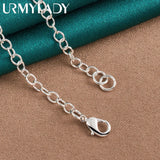 925 Silver Heart Lock Key Charm Necklace 20 Inch Chain