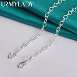 925 Silver Heart Lock Key Charm Necklace 20 Inch Chain