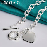 925 Silver Heart Pendant Necklace 18" Chain Wedding Engagement Party