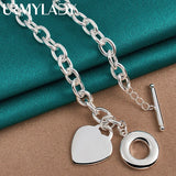 925 Silver Heart Pendant Necklace 18" Chain Wedding Engagement Party