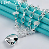 925 Silver Heart Pendant Necklace Women Wedding Party Charm Jewelry