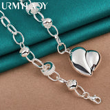 925 Silver Heart Pendant Necklace Women Wedding Party Charm Jewelry