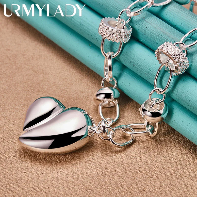 925 Silver Heart Pendant Necklace Women Wedding Party Charm Jewelry