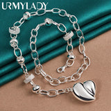 925 Silver Heart Pendant Necklace Women Wedding Party Charm Jewelry