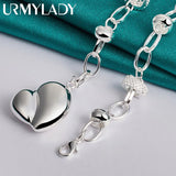 925 Silver Heart Pendant Necklace Women Wedding Party Charm Jewelry