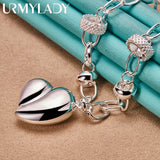 925 Silver Heart Pendant Necklace Women Wedding Party Charm Jewelry