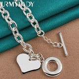 925 Silver Heart Pendant Necklace for Women Wedding Engagement