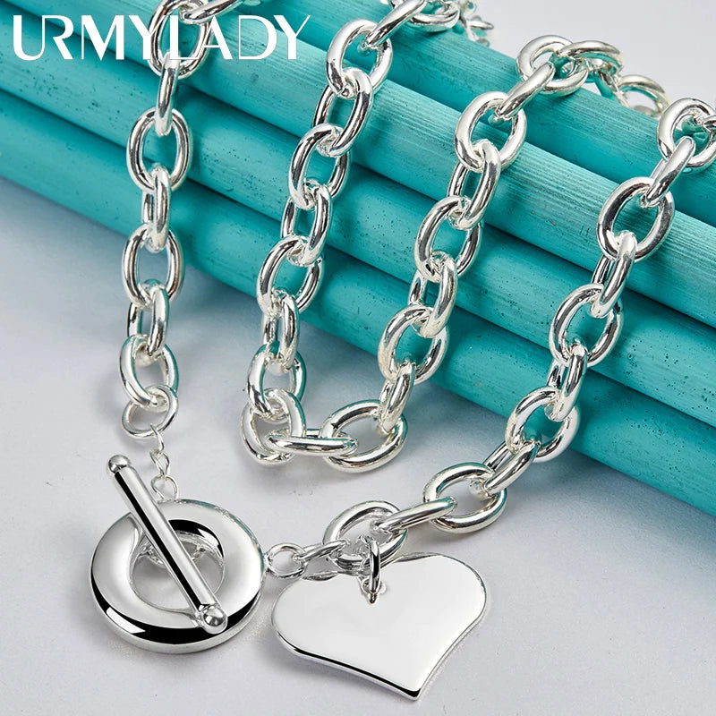 925 Silver Heart Pendant Necklace for Women Wedding Engagement