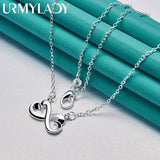 925 Silver Heart Pendant Necklace for Lady Wedding Party Jewelry