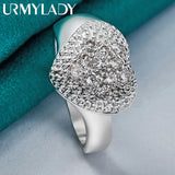 925 Silver Heart Zircon Ring Women Wedding Party Charm Jewelry