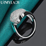 925 Silver Heart Zircon Ring Women Wedding Party Charm Jewelry