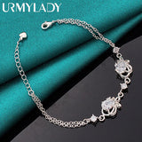 925 Silver Heart Zircon Bracelet Women Wedding Charm Jewelry