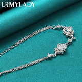 925 Silver Heart Zircon Bracelet Women Wedding Charm Jewelry