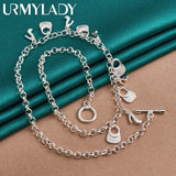 925 Silver High Heels Bag Pendant Necklace for Women Wedding Gift