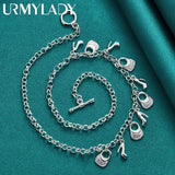 925 Silver High Heels Bag Pendant Necklace for Women Wedding Gift