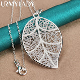 925 Silver Hollow Leaf Necklace for Women Wedding Party
