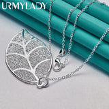 925 Silver Hollow Leaf Necklace for Women Wedding Party