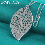 925 Silver Hollow Leaf Necklace for Women Wedding Party